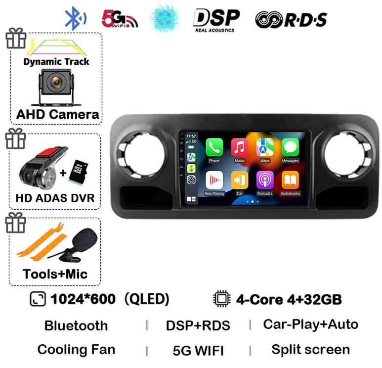 Android 14 Auto Carplay для Benz Sprinter 2018 2019 2020 2021 2022 Автомобильный радиоприемник Мультимедиа Видеоплеер Стерео GPS 4G WIFI Аудио BT