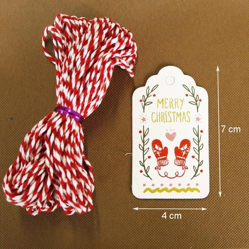 50 шт. Веселого Рождества, белая бумажная бирка с хлопковой нитью, перчатка Санта-Клауса, рождественский декор