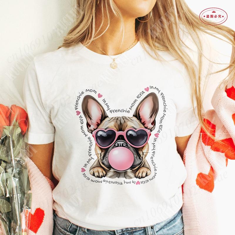 French Bulldog Woman T Shirt Fashion Dog Graphic Tops Summer Short Sleeve Tees Harajuku Streetwear Aesthetic Female Clothing