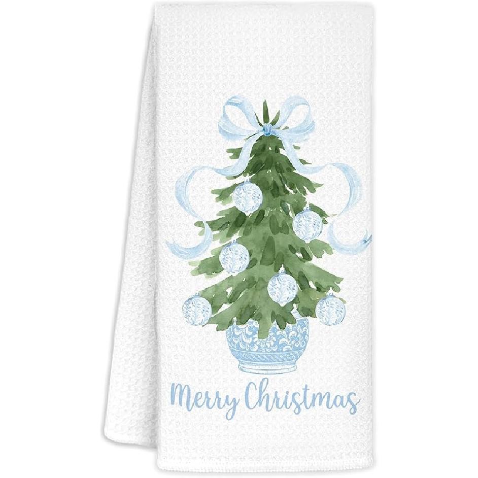 Blue and White Chinoiserie Floral Bird Tea Hand Dish Towels for Kitchen Bathroom, Chinoiserie Decor, Blue Tea Hand Dish Kitchen Towels, 16x24