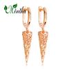 MINTHA Clip Earrings Trendy Fashion Jewelry Cubic Zirconia Hollow Long Drop Earrings For Women Rose Gold Color Earrings