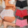 FINETOO 3Pcs Women Mid Waist Plus Size Panties Lace Mesh Floral Transparent Briefs Underwear Solid Seamless Underpants Lingerie