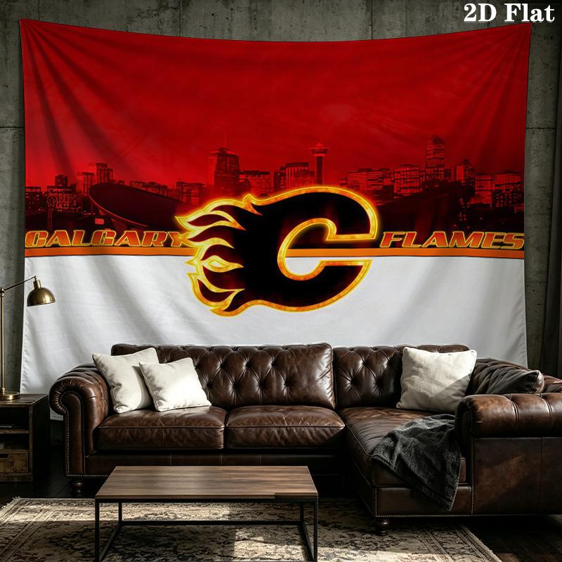 Calgary Flames Printed Tapestry – Wall Hanging for Bedrooms, Dorms, and Home Decor