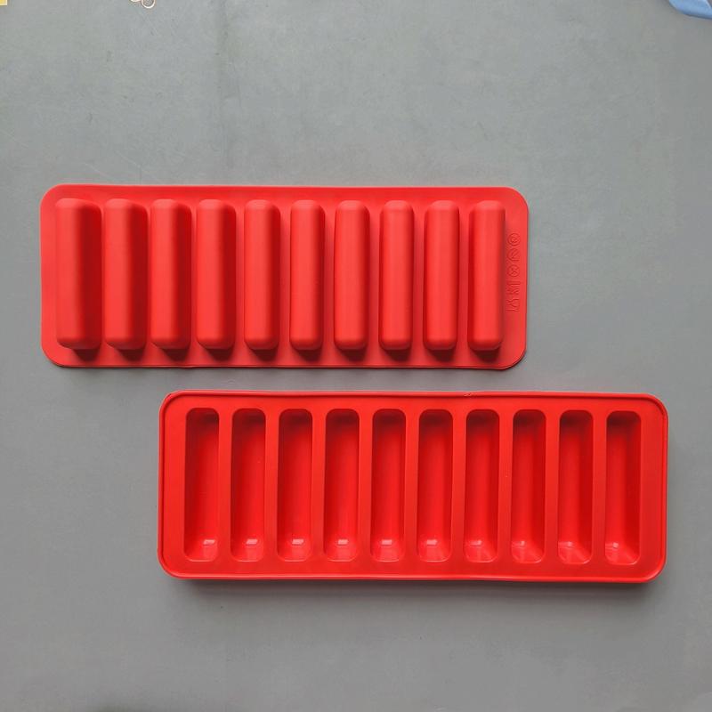 Силиконовая форма для длинных полосок для льда, антипригарная, для шоколада, желе, печенья, для выпечки своими руками, поднос для мороженого, барный поднос, кухонный инструмент, 10 ячеек