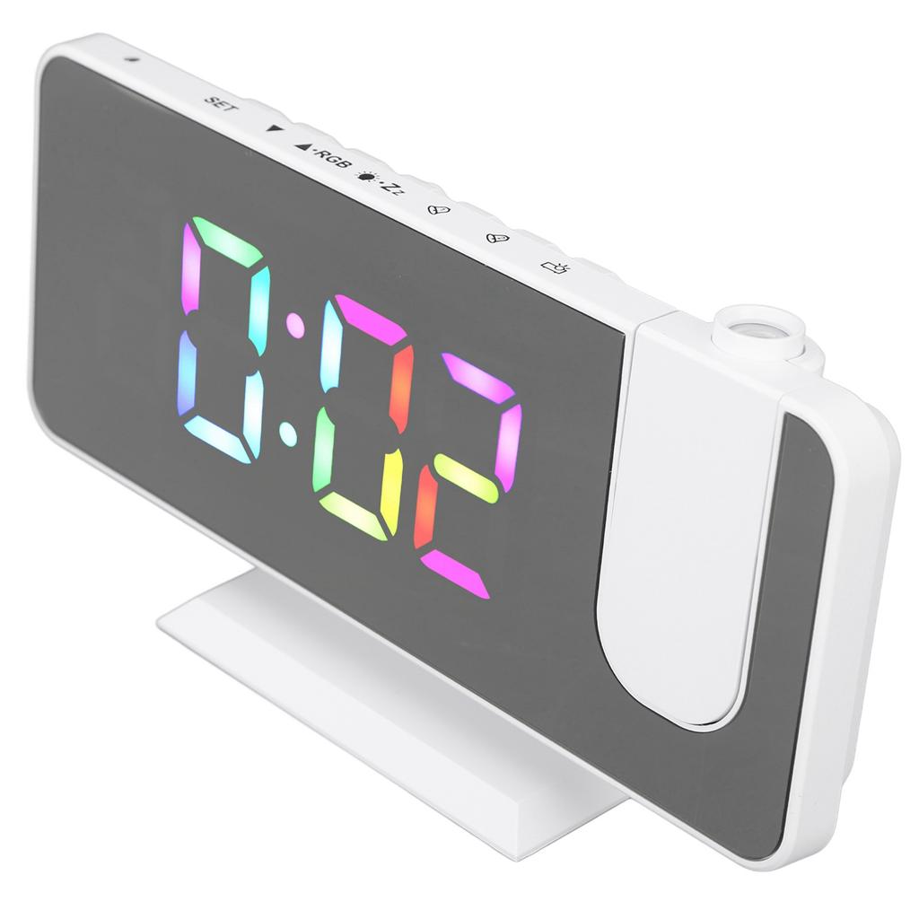 RGB Digital Alarm Clock Mirror Surface Adjustable Brightness Modern Desk Clock with 180 Degree