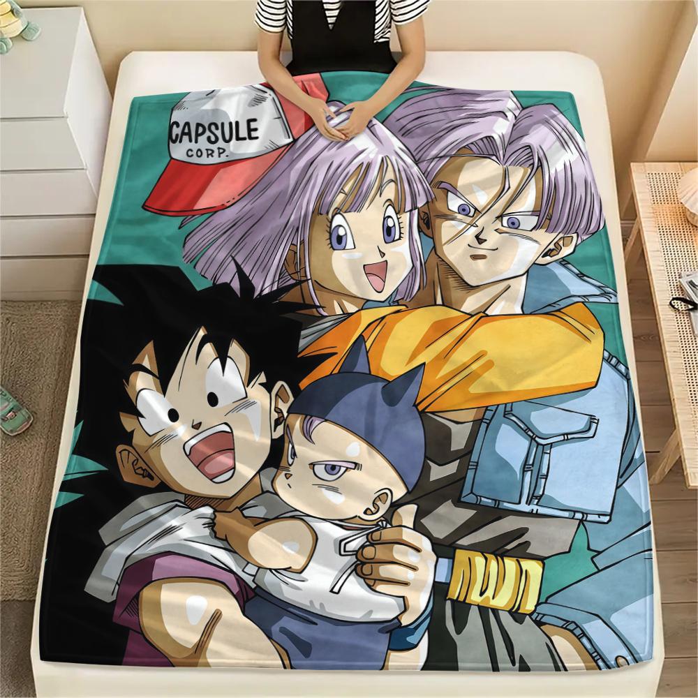 Son Goku Anime Print Flannel Blanket, Suitable for Bedrooms, Sofas, Beds, Chairs, Picnics, Travel -HE26