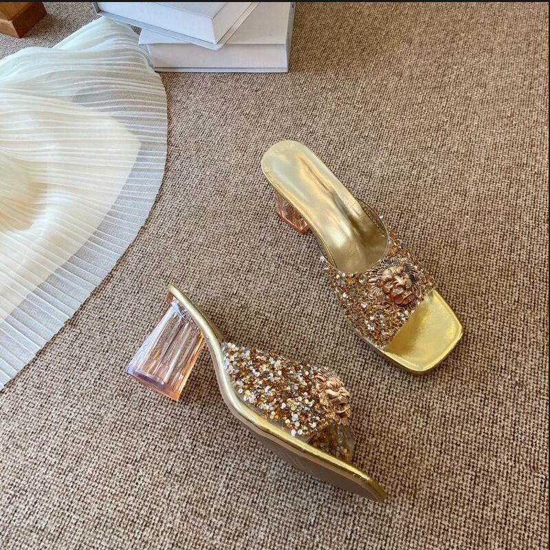 Дизайнерские массивные бриллиантовые сандалии женские носят новые летние шлепанцы большого размера женские сандалии 41-43 T28