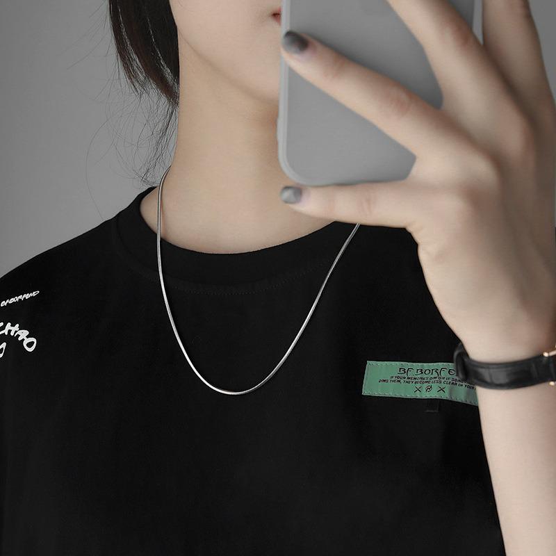 Квадратная цепочка-змейка из титановой стали: Унисекс Легкая Роскошь, Высококлассная Ключичная Цепочка