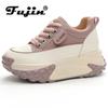 Fujin 7cm Genuine Leather Platform Wedge Fashion Women Spring Well-fitting Autumn Chunky Sneakers Shoes Breathable Mixed Color