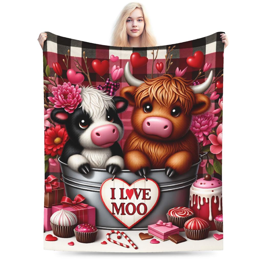 Soft Blankets Kids Adult Decorative Highland Cow Themed Throw Blanket Flannel Bedspread For Couch Bed Funny Sofa Bed Cover