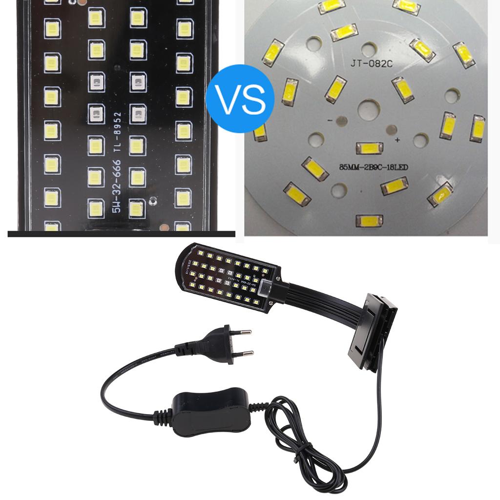 Aquarium Light LED Clip Light for Fish for Tank with Separate Power Switch 5W High Brightness White & Blue Lighting