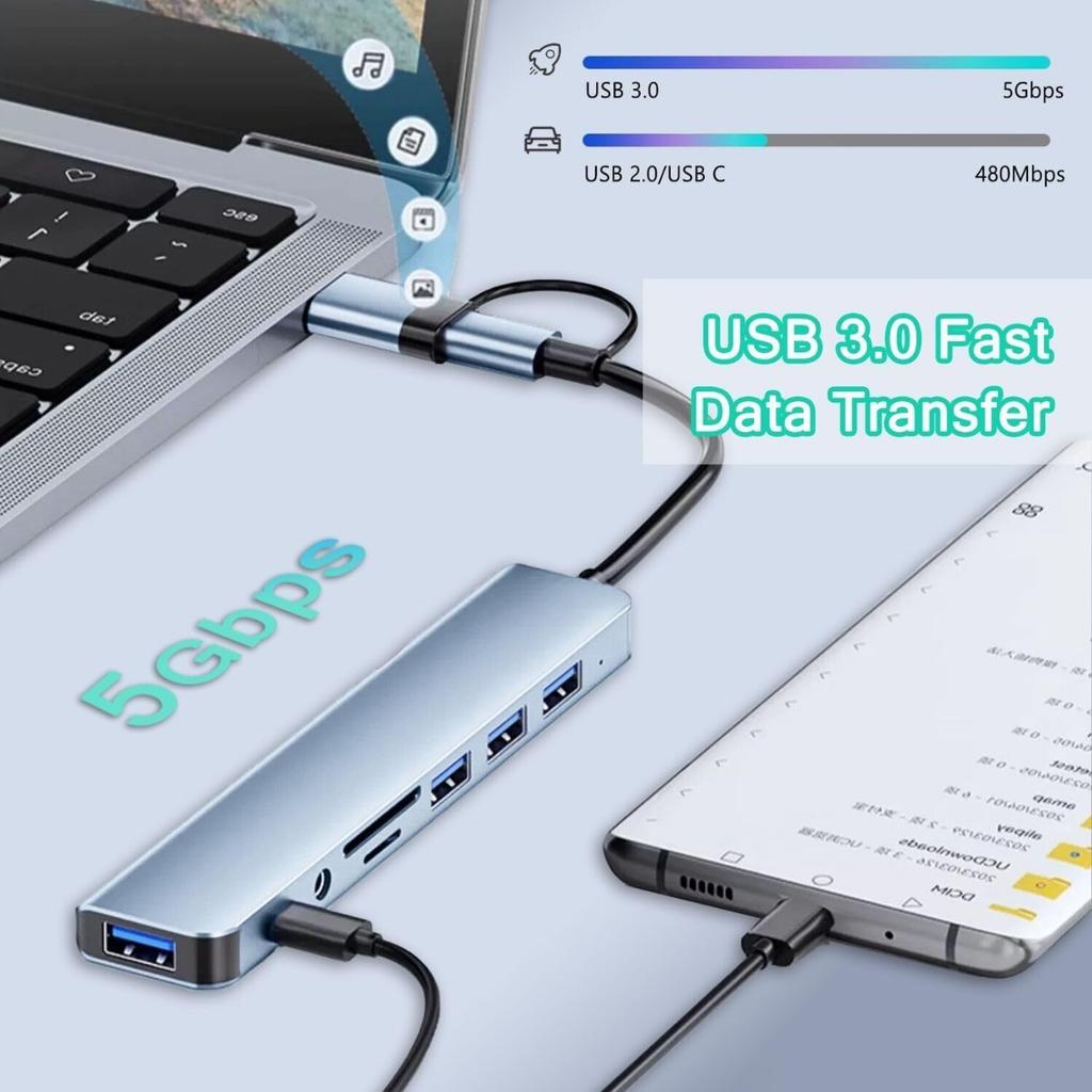 Type C HUB USB HUB USB 3.0 USB 2.0 TF / SD 5 Port Multi Splitter OTG For HUAWEI Aluminum Alloy USB 3.0 Hub for PC