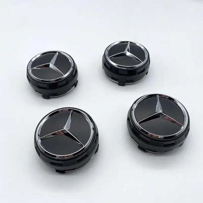 Car Sticker 2025 For Benz 4pcs 75mm Black Red Raised Car Styling Wheel Center Cap For Mercedes Benz AMG A0004000900