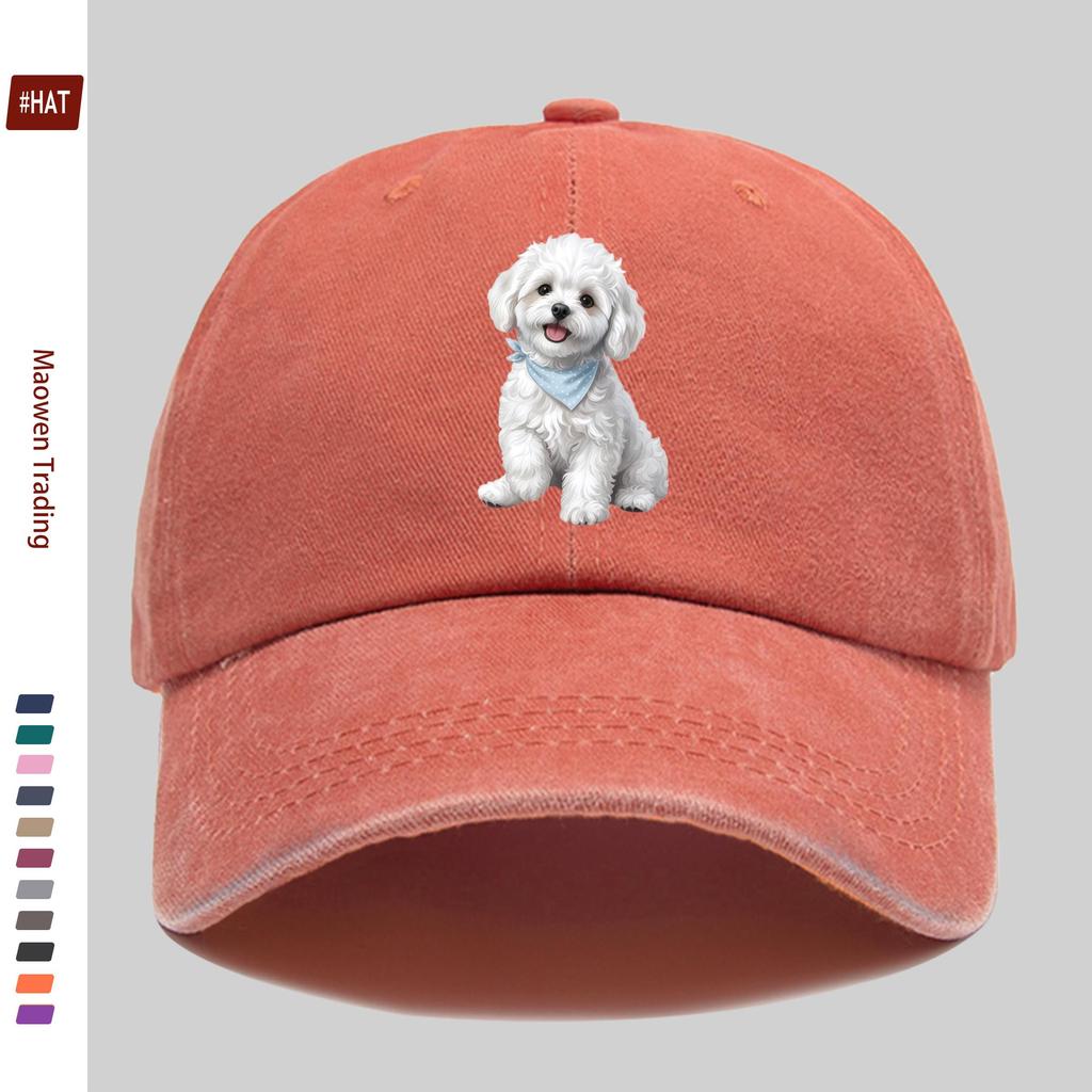 pc Bichon Frise Print Casual Baseball Cap Sun Hat Suitable for Pet Lovers Comfortable Lightweight Decorative Hat with Adjusta