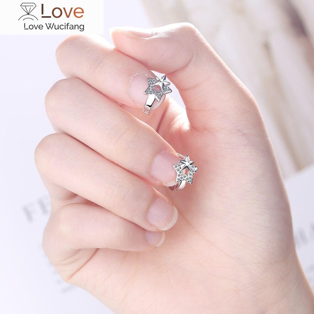 Серьги-клипсы с пентаграммой из мозаики из стерлингового серебра 925 пробы с кубическим цирконием для женщин и девушек, простые украшения для вечеринок, подарки S -E1048