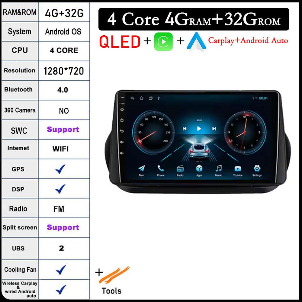 9'' For Fiat Fiorino Qubo for Citroen Nemo for Peugeot Bipper 2008 - 2017 Android 14 Car Radio Stereo Multimedia Player Stereo