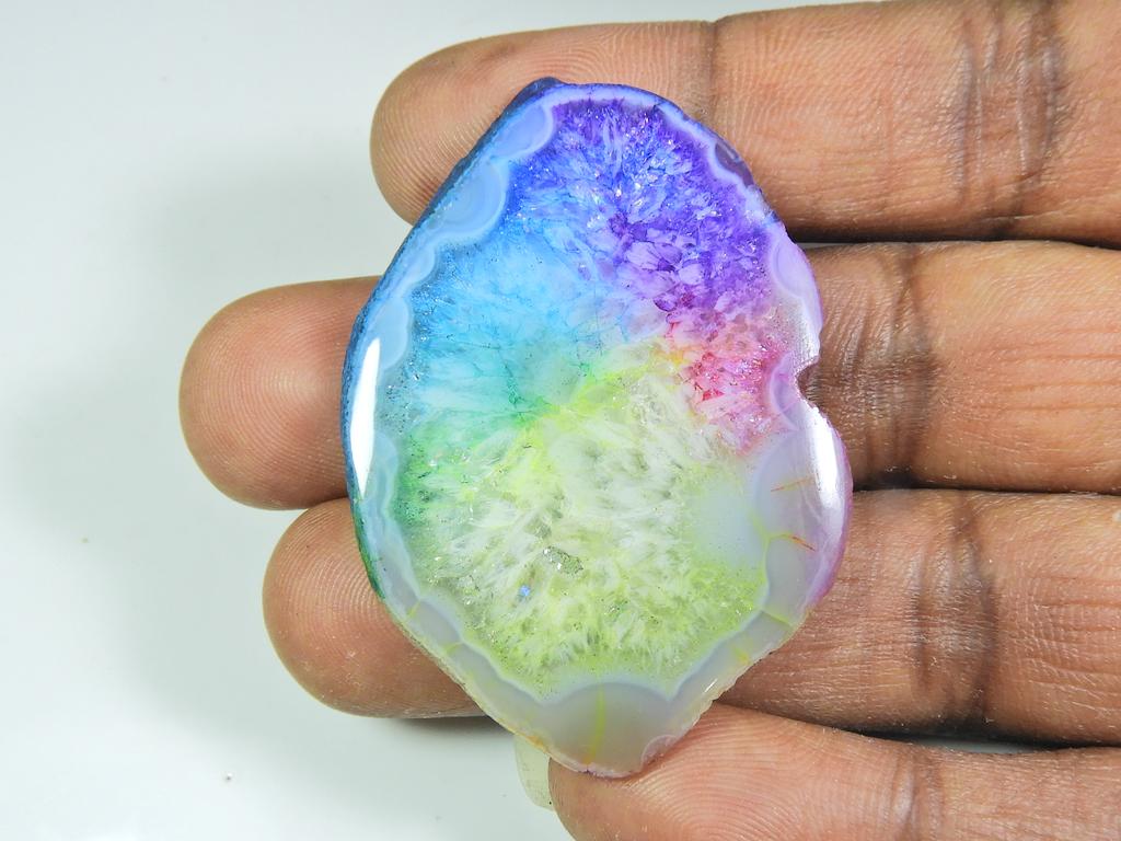 74Cts. Окрашенный солнечный друзовый агат многоцветный фантазийный кабошон россыпью драгоценный камень ET-32