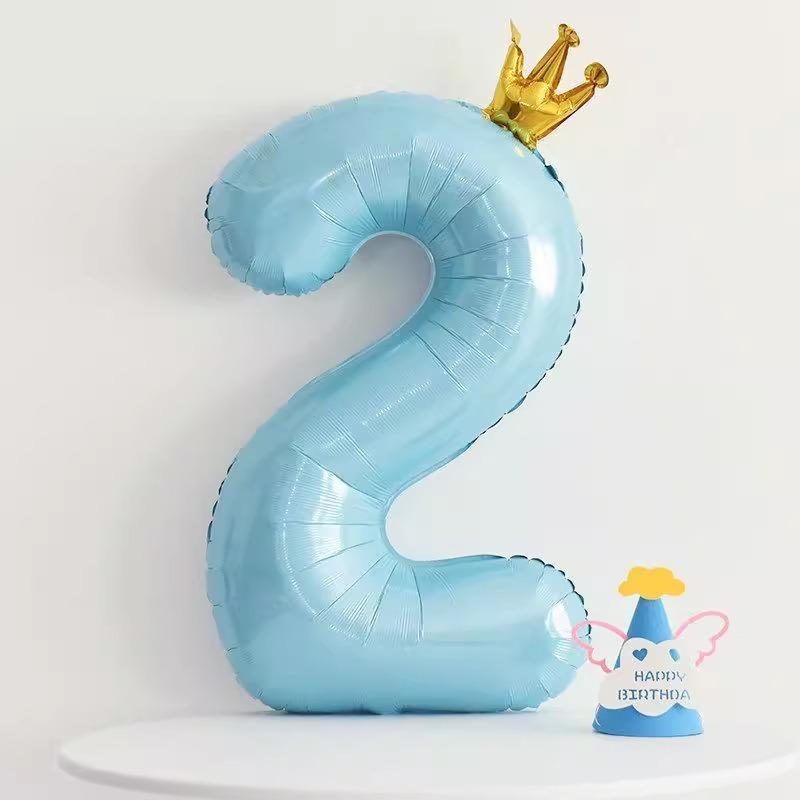 42 Inch Baby Pink And Blue Crown Digital Balloon Children'S Treasure First Birthday Party Scene Decoration Indoor And Outdoor Decoration