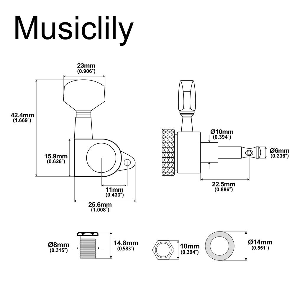 Musiclily Pro Блокирующие колки для гитары Les Paul Золотые L3+R3 Электрогитары/Акустические гитары,