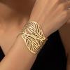 Women's Retro Leaf Open Bangle: Hollowed-Out Design Bracelet