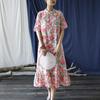 Johnature Женское платье трапециевидной формы в китайском стиле с коротким рукавом и цветочным принтом, летние винтажные хлопковые женские платья