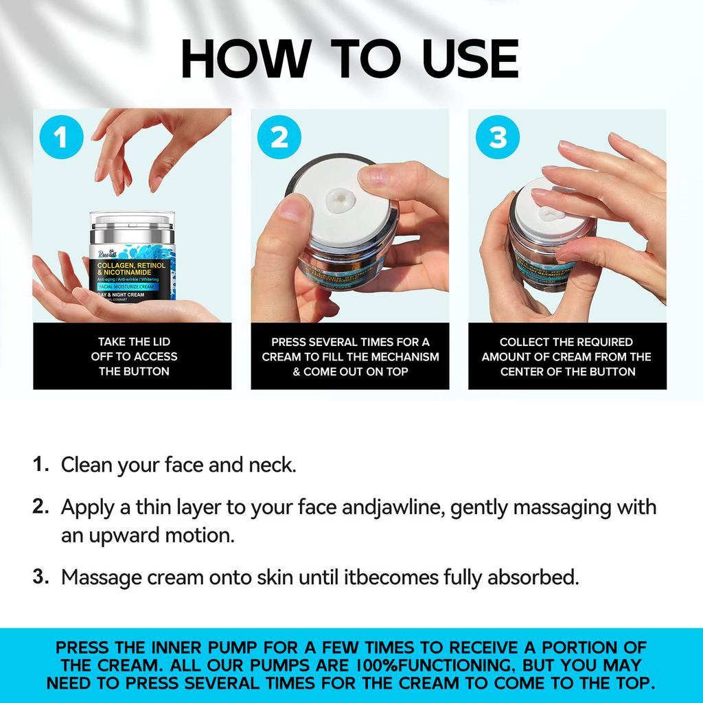 50 мл Прессованная банка Увлажняющий крем для лица для утра и вечера Гладкая Нежная Сияющая и Полупрозрачная Быстрое впитывание кожей Ретинол Антивозрастная сыворотка