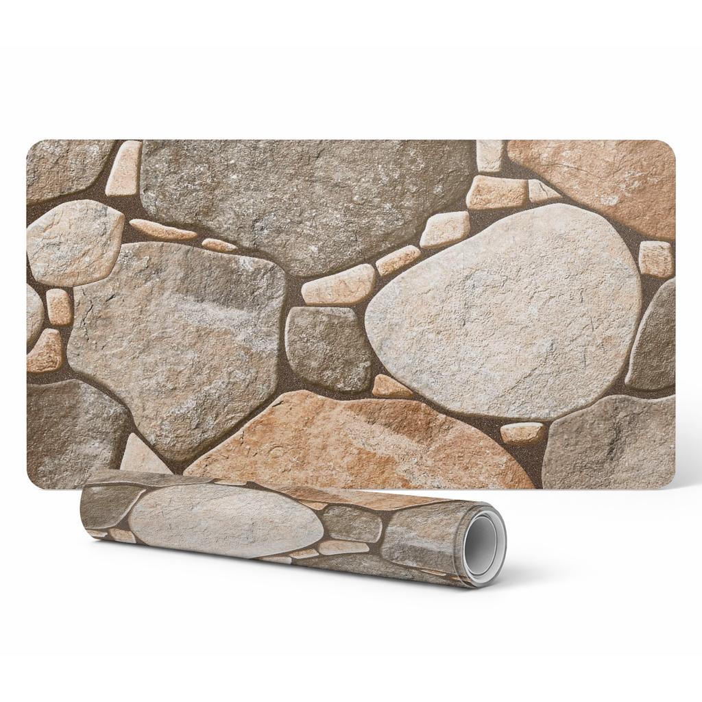 Anti-slip Protective Desk Mat with Mosaic Stone Pattern 90x45 cm