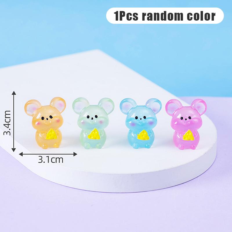 1Pcs Chinese Zodiac Mini Luminous Ornaments Cartoon Animal Resin Ornament Micro Landscape Decoration Diy Desktop Decor