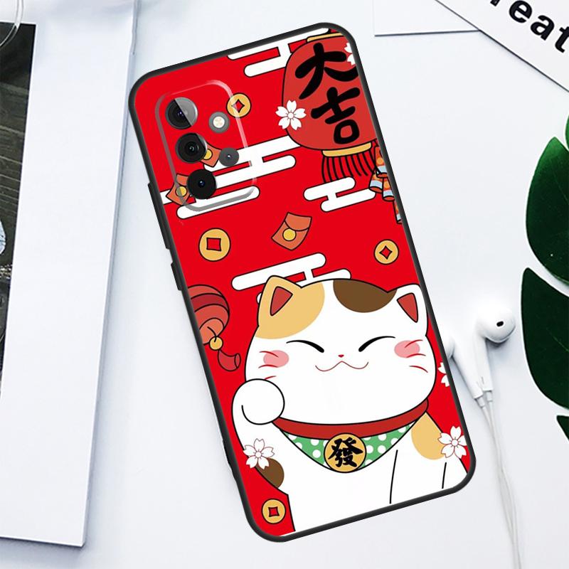 Китайская милая счастливая кошка Для Samsung Galaxy A52 A22 A32 A54 A34 A14 A55 A35 A15 A53 A33 A13 A05 A06 A16 Чехол для телефона