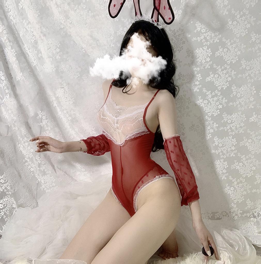 Sexy lingerie sexy cute rabbit can open crotch onesie suit lace bunny suit perspective Sao