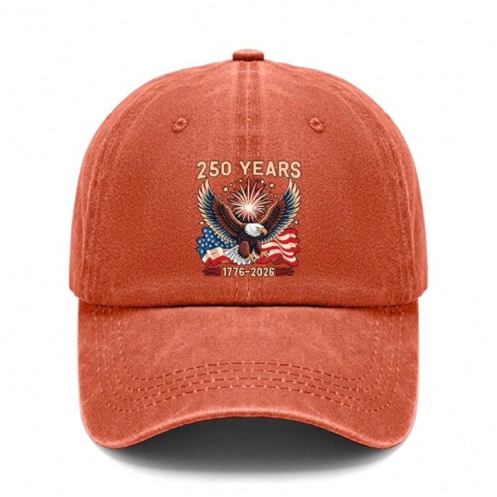 Patriotic Baseball Cap 2026 Unisex "250 YEARS" Eagle Flag Print Polyester Adjustable Sun Hat Breathable Lightweight Casual Outdoor Sports Patriotic