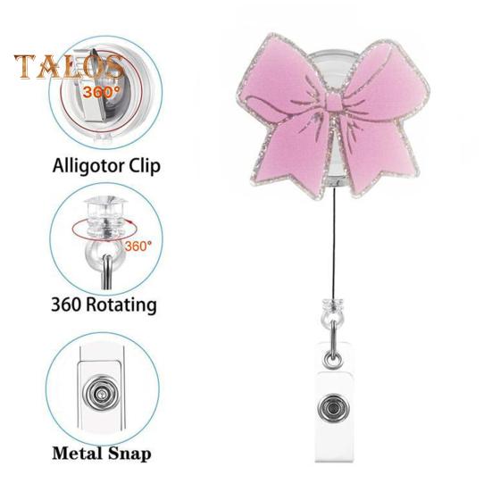 Катушка-бейдж для удостоверения личности, вращающийся на 360 градусов зажим, сверкающий нескользящий выдвижной держатель для бейджа, зажим для врача, медсестры, медицинского персонала, офиса