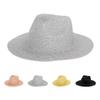 Unisex Panama Silver Silk Shiny Raffia Cowboy Fedora Hat