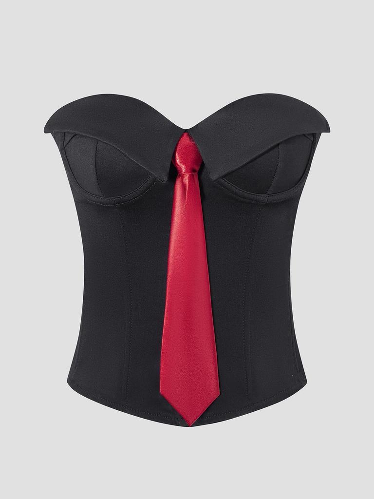 Cross-Border Hot Girl Solid Color Fishbone Tie Sling Bandeau