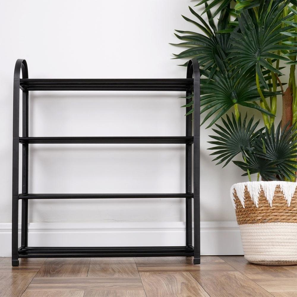 4-Tier Black Metal Shoe Rack Organizer 49.5x18.5x56.5cm