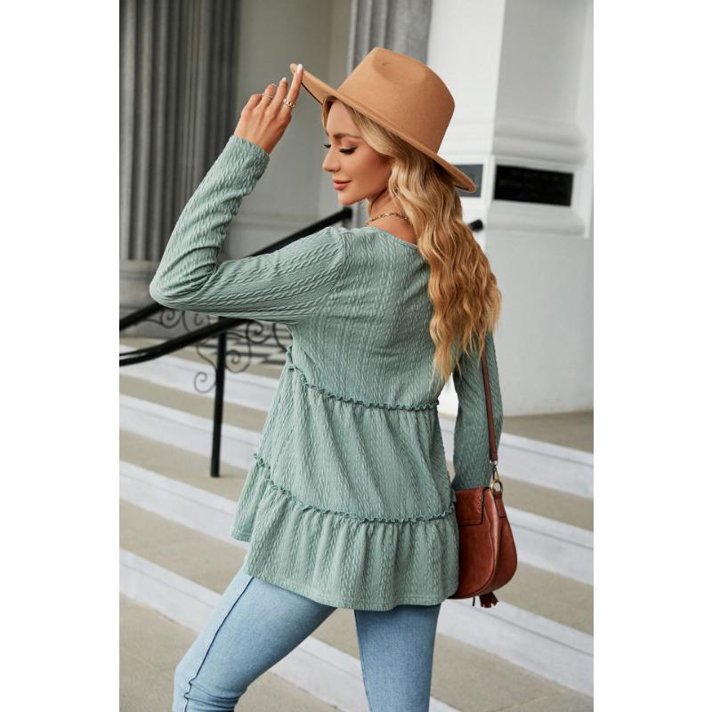 Весенне-осенняя женская блузка с v-образным вырезом, однотонная, на пуговицах, в стиле пэчворк, свободный топ с длинными рукавами