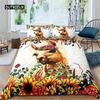 Cartoon Alpaca Duvet Cover Cute Bedding Collection Cartoon Llama Comforter Cover For Boys Girls Teens Animal Theme Bedroom Decor Green