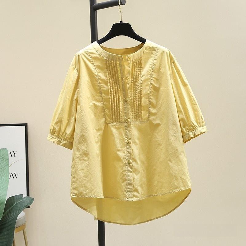 Cotton Short Sleeve Shirt With 3d Effect And Loose Fit For Summer Casual Wear
