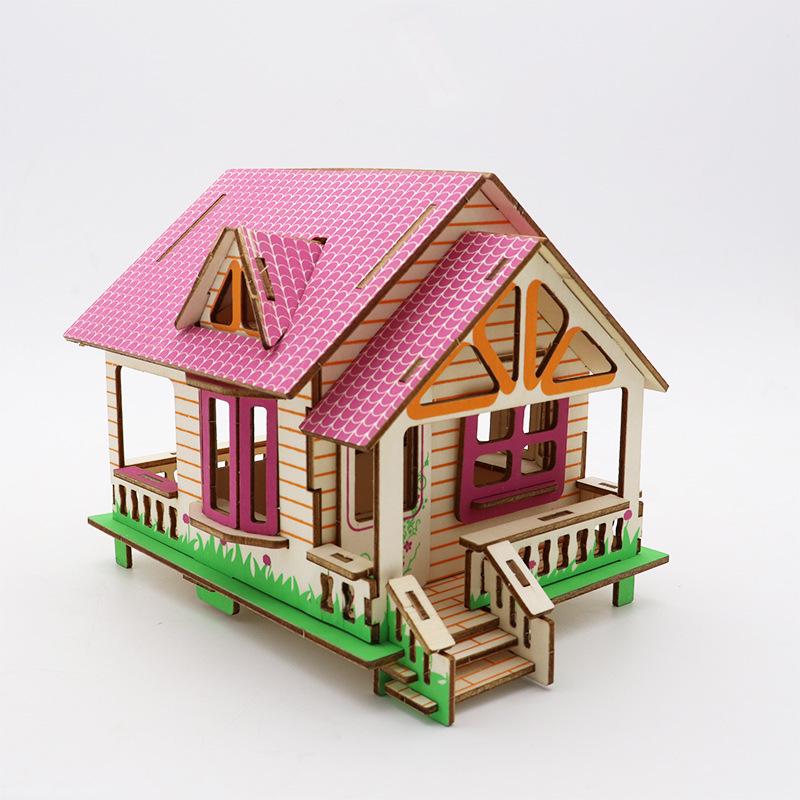 3D Wooden DIY Log Cabin Model - Creative Handmade Villa Puzzle for Adults