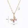 Full Zirconium Butterfly Pendant Stainless Steel Necklace Women's Simple and Versatile Necklace
