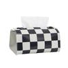 Vintage Chessboard Faux Leather Tissue Box