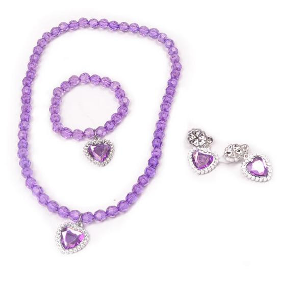 1 компл. ожерелье для девочек, игрушка, цветные, из бисера, элегантные, для ролевых игр, со стразами, браслет с сердечками и серьгами, комплект ювелирных изделий принцессы