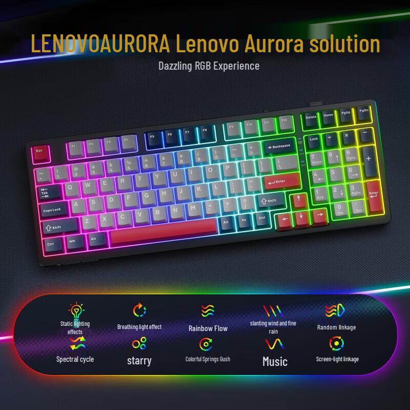 Lenovo Трехрежимная RGB механическая клавиатура Aurora GK10 с возможностью горячей замены