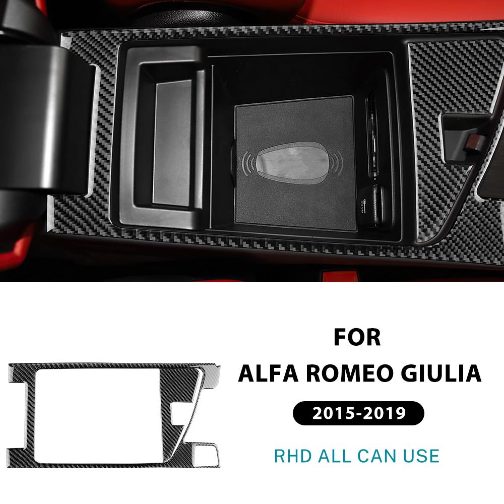Real Soft Carbon Fiber Sticker For Alfa Romeo Giulia 952 2015 2016 2017 2018 2019 LHD RHD Car Armrest Box Interior Accessories