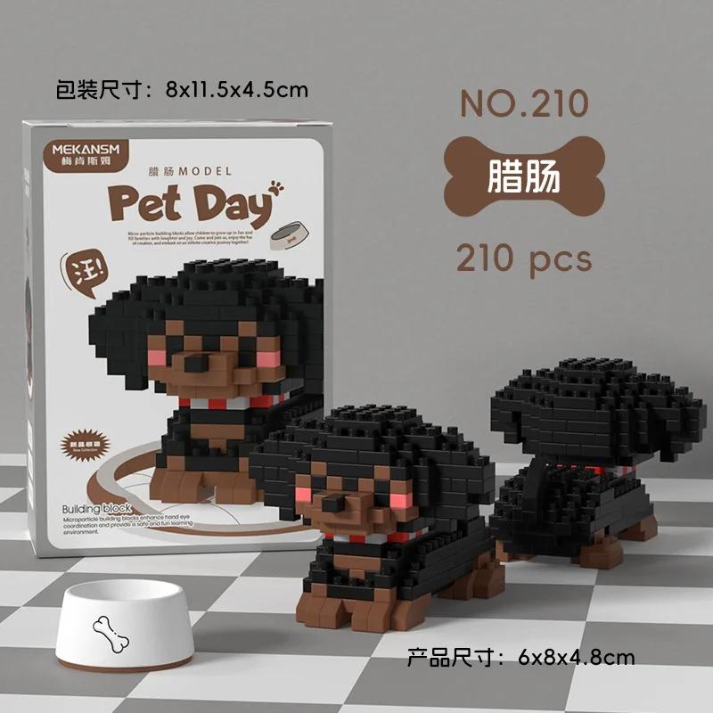 Animal Micro Building Blocks Sets Ocelot Ragdoll Cat Dog 3D Model Husky Collie Mini Figure Brick Toys Schnauzer For Kids Gift