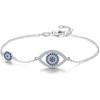925 Silver Evil Eye Bracelet with Blue Inlaid Diamonds