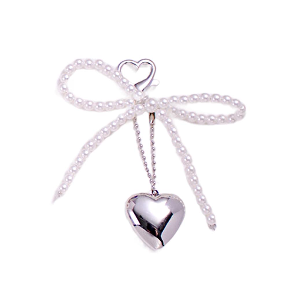 Sweet Bowknot Phone Chain Ornament Heart Beaded Cellphone Pendant Phone Lanyard Bag Charm for Fashionable Individuals