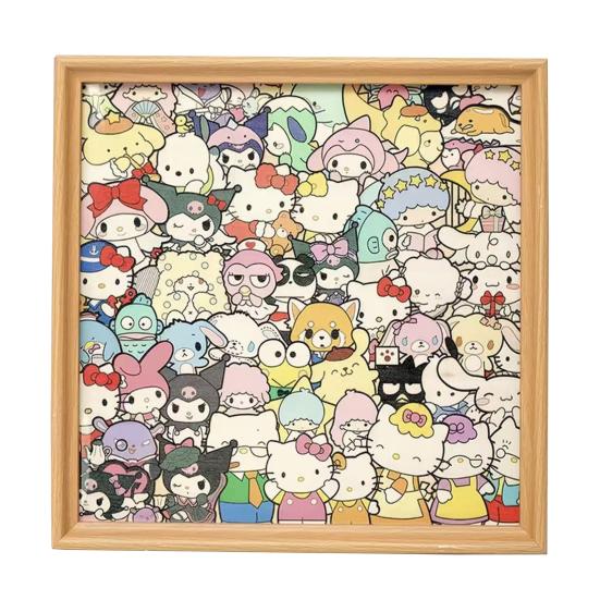 Cartoon Cat Wooden Coloring Puzzle Kit with Photo Frame Marker Pens DIY Hand-Painted Irregular Jigsaw Puzzle Toy Decoration Ornament