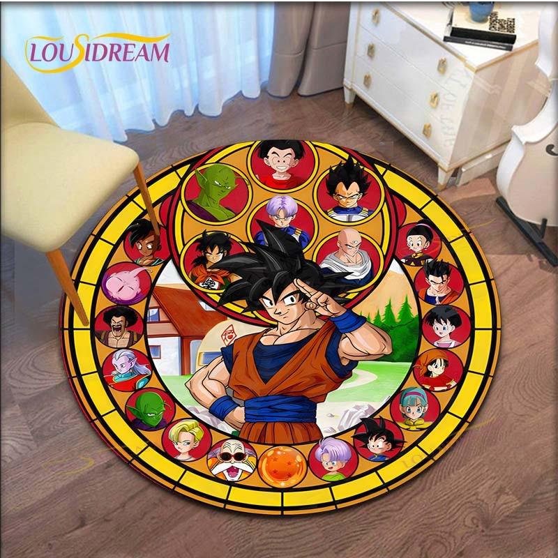 Ковер с Гоку Мультяшный Dragon Ball Нескользящий Коврик для Пола Ковер Круглый Коврик для Игр в Игровую Комнату Детскую Ковры для Спальни