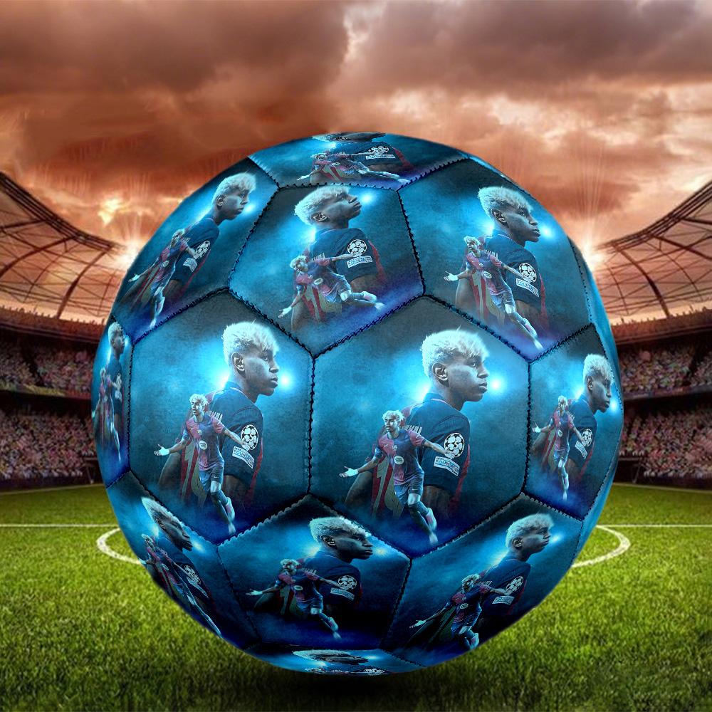 Lamine Yamal 19 Barcelona Player Celebrates Victory Size 5 Soccer Football Machine-Stitched Indoor/Outdoor Training and Matches Unique Gift for Soccer